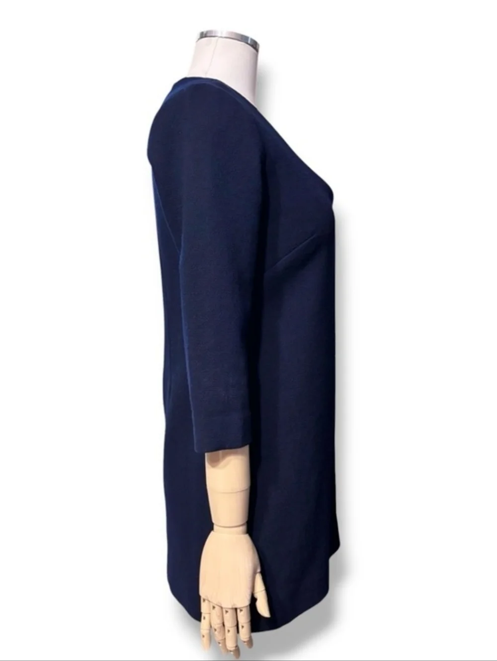 J. CREW Navy Crepe Wool Deep V Neck Mini Dress Size 2